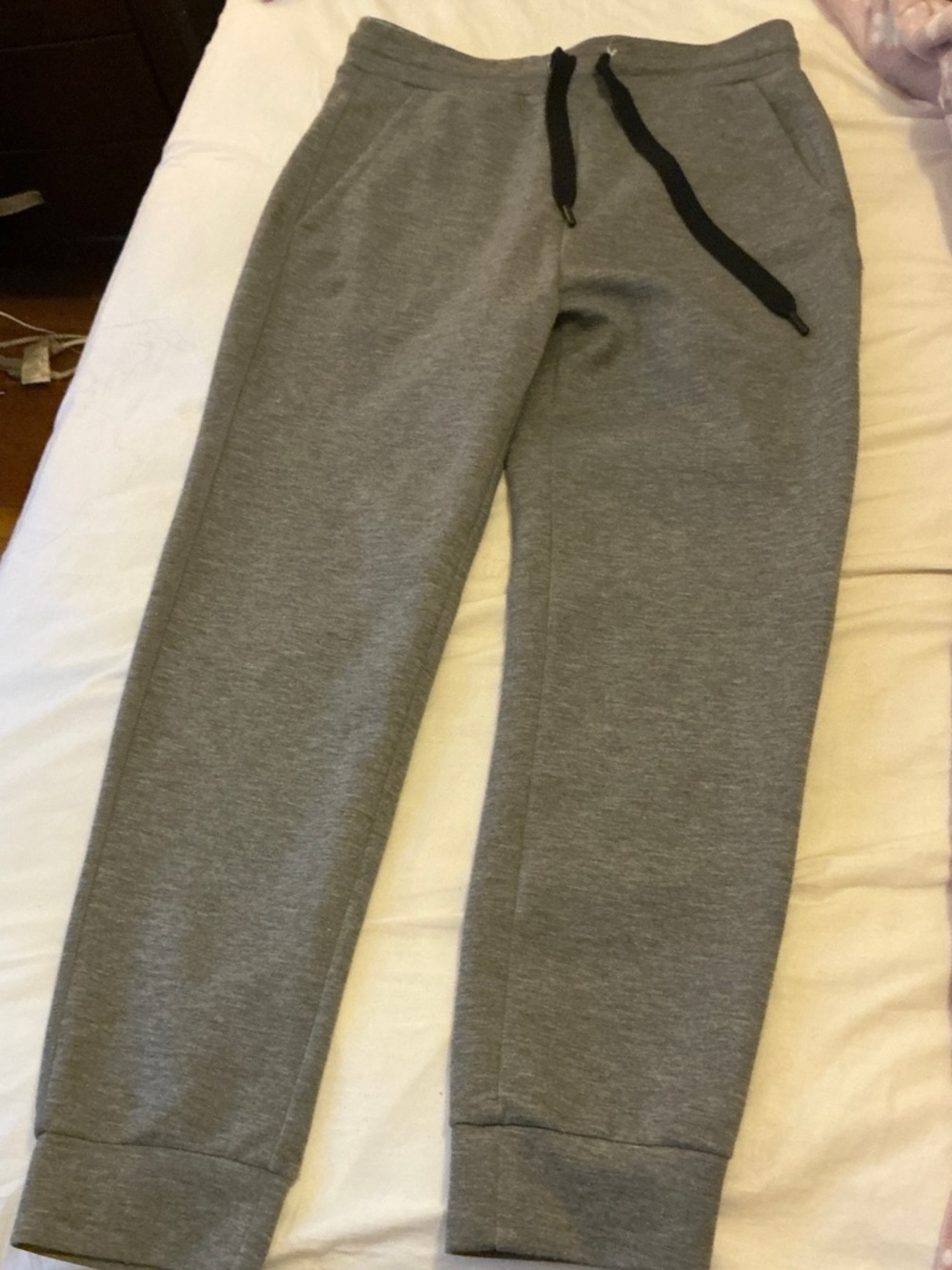 Gray Jogger Sweatpants with Black Drawstring